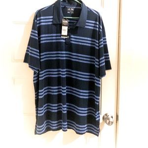 Mens 2X Blue/Navy striped Adidas Polo w/ tags